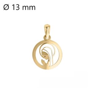 Pendentif or jaune ajouré Ø 13 mm, Vierge