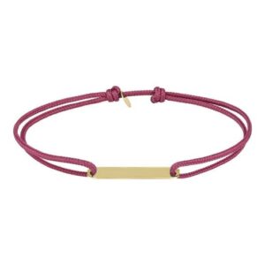 Bracelet gourmette, Or jaune et cordon ajustable rose