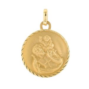 Médaille Saint Christophe,  Ø 16 mm, or jaune