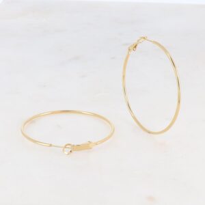 Créoles acier doré, fil 1.5 mm, Ø 45 mm