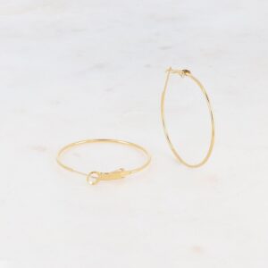 Créoles acier doré, fil 1.5 mm, Ø 35 mm