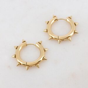 Créoles articulées, acier doré, Ø 25 mm, 9 Pics Rock