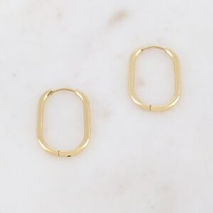 Créoles ovales articulées, acier dorée, fil 2 mm, 16 x 22 mm