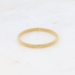 Bracelet jonc souple "accordéon" 6 mm, acier doré