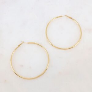 Créoles acier doré, fil 2.5 mm, Ø 64/69 mm