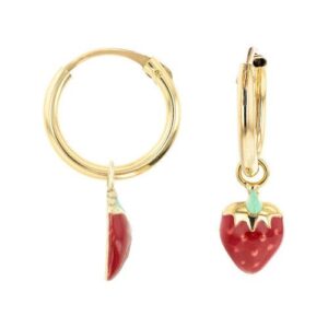 Créoles Ø 10 mm, pampille "fraise", or jaune