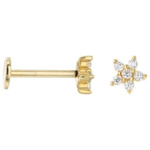 Piercing fleurs, plaqué or et tige en titane - Anamila