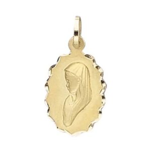Pendentif Or jaune 750/000, 18 x 12 mm, Médaille Vierge