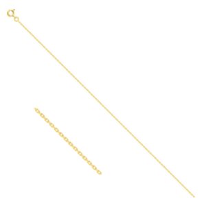 Chaine Or jaune, maille forçat diamantée 1,2 mm, 45 cm