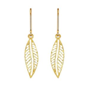 Boucles d'oreilles plumes 40 mm, Or jaune
