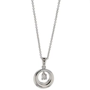 Collier Argent et Diamant 0.01 carat, Cercle Ø 12 mm
