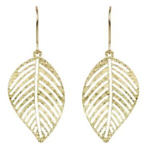 Boucles d'oreilles Or Jaune, motif feuilles