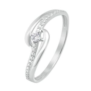Bague or blanc, solitaire diamant, taille 54