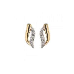 Boucles d'oreilles 10 x 4 mm, Or jaune et diamants 0.01 carat