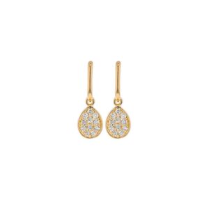 Boucles d'oreilles pendantes 13 mm, Or jaune et zirconiums