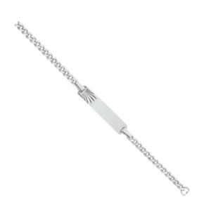 Gourmette bébé argent, plaque 25 x 5 mm avec motif étoilé