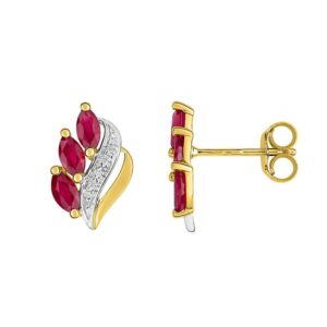 Boucles d'oreilles Or Bicolore, Trilogy Rubis