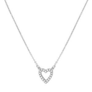 Collier coeur, or blanc 750/000 et diamants