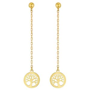 Boucles d'oreilles Arbre de Vie, Or jaune