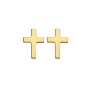 Boucles d'Oreilles Croix Or 750/000, 7 mm