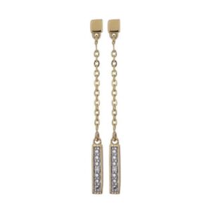 Boucles d'oreilles Pendantes 25 mm, Or Jaune et diamants