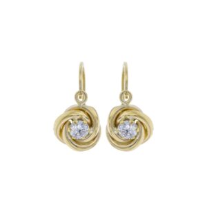 Boucles d'oreilles brisures, Or jaune et Zirconiums Ø 3 mm