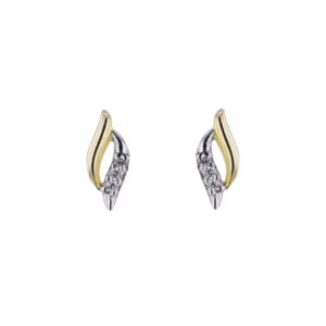 Boucles d'oreilles 10 x 4 mm, Or et Zirconiums