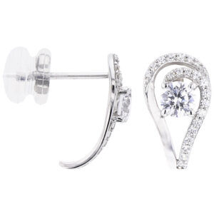 Boucles d'oreilles 13 mm, Or blanc et Zirconiums