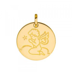 Pendentif Or jaune Ø 16 mm, Ange en prière