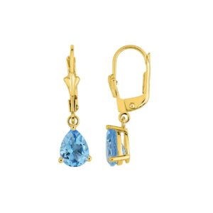 Boucles d'oreilles dormeuses, Or 750/000 et Topazes bleues