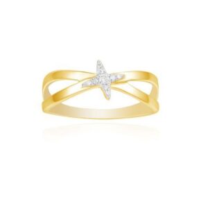 Bague étoile, Or Jaune et Diamants, taille 54