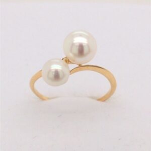 Bague Or 750/000, Toi & Moi Perles de Culture 6/7 mm, taille 54