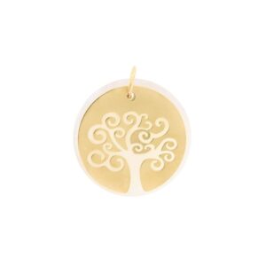 Pendentif Arbre de Vie Or jaune et nacre Ø 15 mm