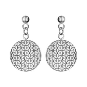 Boucles d'oreilles argent, disques Ø 20 mm, "Fleurs de Vie"