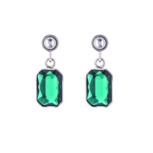Boucles d'oreilles, Argent et cristal Vert, Cristal Jewellery