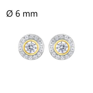 Boucles d'oreilles Ø 5 mm, Or jaune et zirconiums