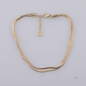 Chaîne de cheville, acier doré, 2 rangs maille miroir - IKITA
