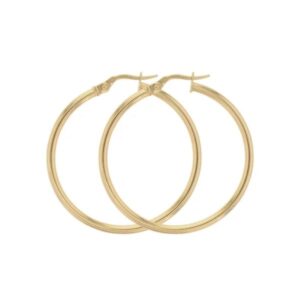 Créoles Or jaune Fil Rond 2 mm Ø 30