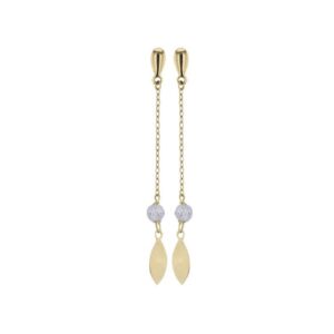 Boucles d'Oreilles pendantes 45 mm, Or jaune et Zirconiums
