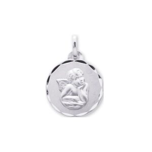 Médaille or blanc Ø 15 mm, Ange