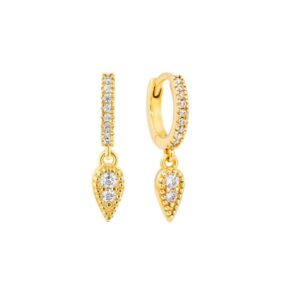 Créoles Ø 7 mm avec pampille, plaqué or et zirconiums, Sully