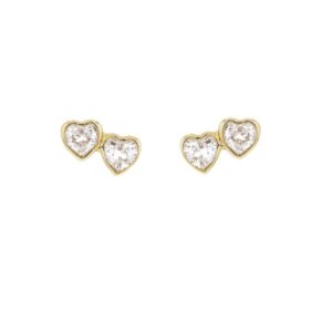 Boucles d'oreilles 9 x 3 mm, Or jaune et Zirconiums