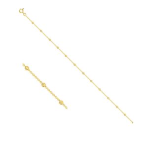 Bracelet Chaine forçat et boules 2.5 mm, Or jaune 750/000, 18 cm