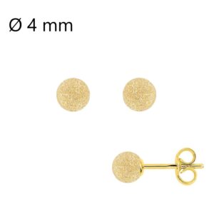Boucles d'Oreilles Or jaune boules "laser" Ø 4 mm