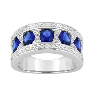 Bague Argent 9 mm et Zirconiums bleus et blancs