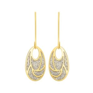 Boucle d'Oreilles pendantes 25 mm, Or jaune et paillettes