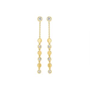 Boucles d'Oreilles Pendantes, Or jaune et Zirconiums