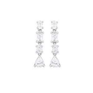 Boucles d'Oreilles pendantes, Or Blanc et Zirconiums