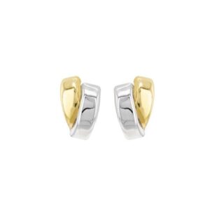 Boucles d'oreilles demi créoles, or jaune et rhodiul, 8 x 5 mm