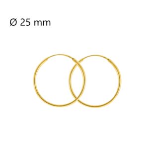 Créoles Plaqué or, fil rond 1,5 mm Ø 25 mm